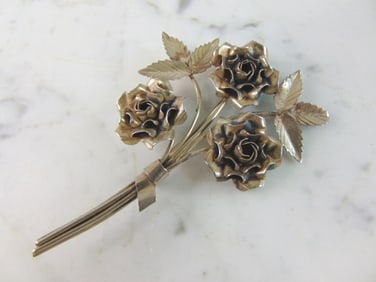 Womens Vintage Estate Sterling Silver Flower Brooch
