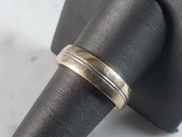 Mens Vintage Estate 14K Yellow & White Gold Wedding Ring