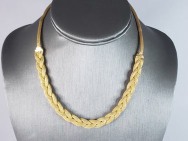Womens Vintage Estate 14K Yellow Gold Mesh Necklace