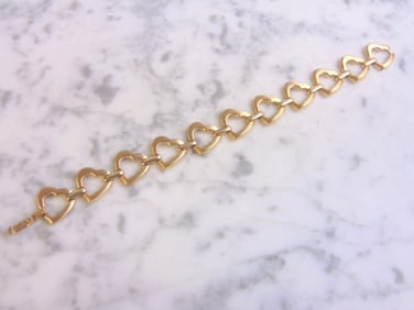 Womens Vintage Estate 14K Yellow Gold Heart Bracelet