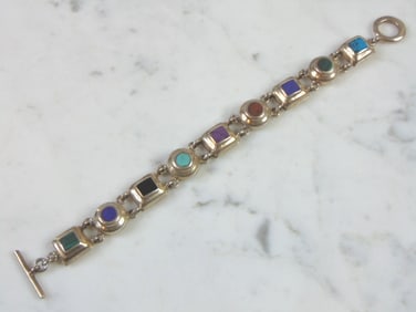 Womens Vintage Sterling Silver Multi Stone Bracelet
