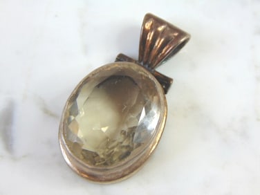 Womens Vintage Estate Sterling Silver CZ Pendant