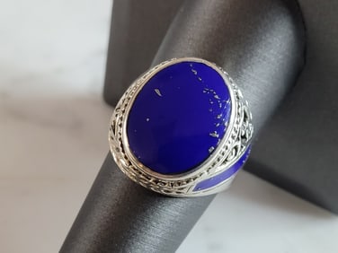 Mens Vintage Estate Southwestern Sterling Silver Lapis ? Ring