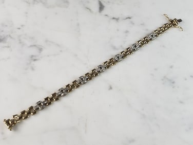 Womens Vintage Estate 14K Gold Diamond Bracelet