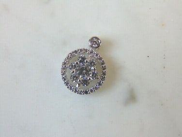 Womens Vintage Estate Sterling Silver CZ Pendant