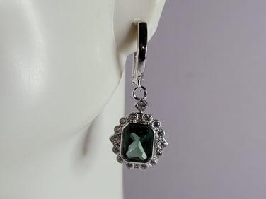 Womens Sterling Silver Modernist CZ Earrings