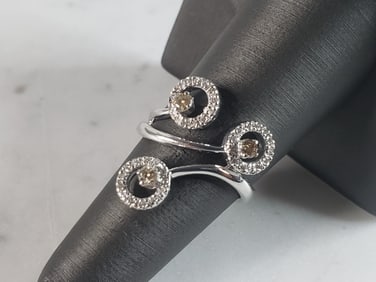 Womens Vintage Estate 14k White Gold Diamond Ring