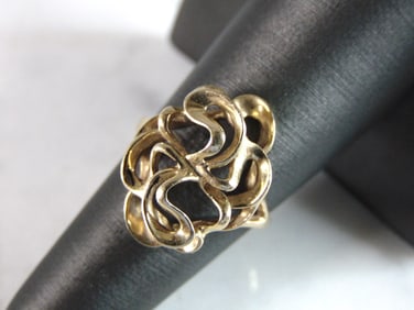 Womens Vintage Estate 14k Yellow Gold Modernist Ring