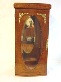 FRENCH ANTIQUE STYLE BURL WALNUT W/ MARQUETRY DISPLAY