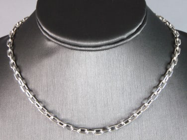 Mens Vintage Estate Sterling Silver Chain Link Necklace
