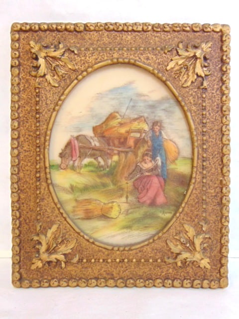 BEAUTIFUL VINTAGE ARTINI RESIN PICTURE W/ FRAME (1 of 5)
