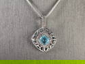 Womens Vintage Estate Sterling Silver Topaz Pendant Necklace