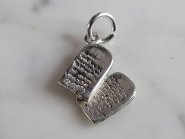 Sterling Silver Jewish Catholic Religious Ten Commandments Pendant