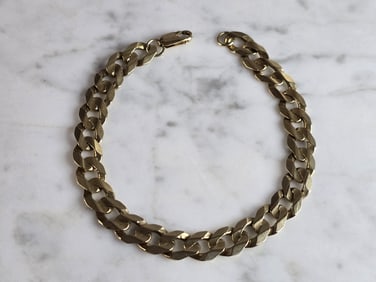 Mens Vintage Estate 14K Yellow Gold Cuban Link Bracelet