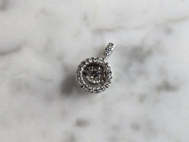 Womens Vintage Sterling Silver Diamond Modernist Pendant