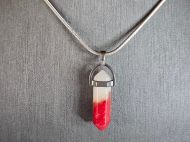 Womens Vintage Estate Sterling Silver Necklace w/ Prism Pendant