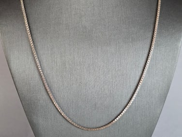 Vintage Estate Sterling Silver Italian Chain Box Link Necklace