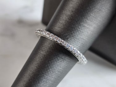 Womens Vintage Estate Sterling Silver Modernist CZ Ring