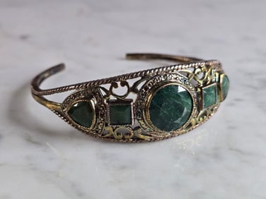 Womens Vintage Estate Sterling Silver Eilat Cuff Bracelet