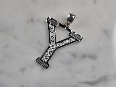 Womens Sterling Silver Initial Letter " Y " Pendant