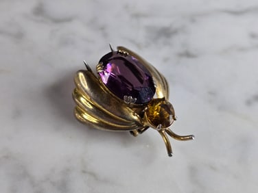 Womens Vintage Estate Sterling Silver Bee Bug Brooch Lapel Pin