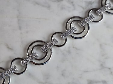 Womens Vintage Estate Sterling Silver Modernist Bracelet