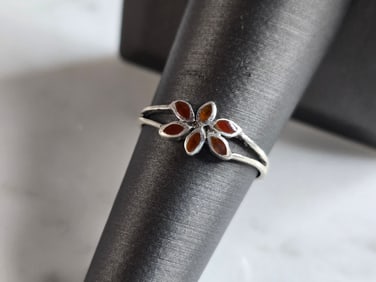 Womens Vintage Estate Sterling Silver Modernist Flower Ring