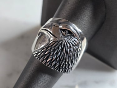 Mens Estate Sterling Silver Eagle Ring