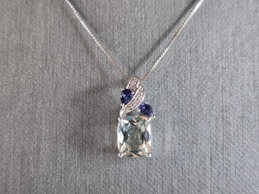 Womens Vintage Estate Sterling Silver Modernist Pendant & Necklace