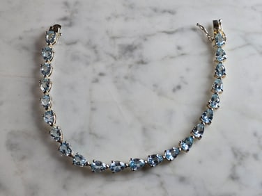 Womens Vintage Estate Sterling Silver Modernist Topaz Bracelet