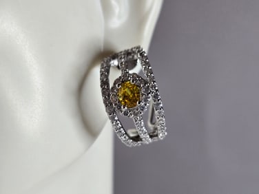 Womens Estate Sterling Silver Golden Beryl Earrings