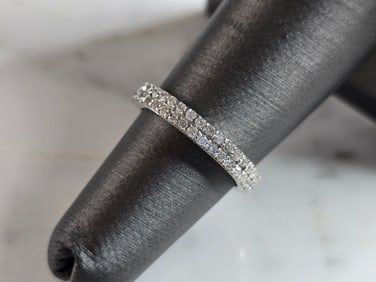Womens Vintage Estate 14K White Gold Diamond Ring