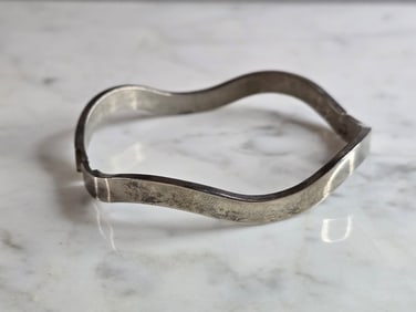 Womens Vintage Estate Sterling Silver Modernist Bangle Bracelet