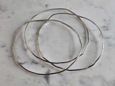 Womens Vintage Estate Sterling Silver 3 Band Trinity Bangle Bracelet