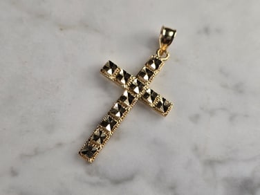 Vintage Estate 14K Beverly Hills Gold Religious Cross Pendant
