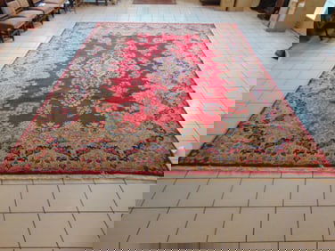 Vintage Estate Semi-Antique Handmade Middle Eastern Kerman Rug