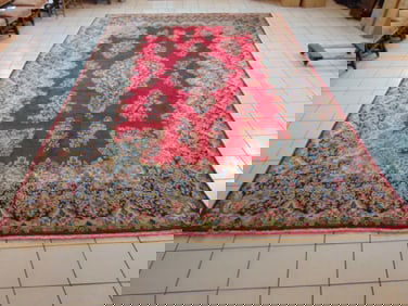 Vintage Estate Semi-Antique Handmade Middle Eastern Kerman Rug