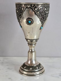 RELIGIOUS STERLING SILVER JEWISH JUDAICA JERUSALEM ISRAEL SHABBAT CUP