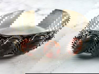 Womens Vintage Estate Sterling Silver Modernist Cuff Bracelet