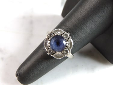 Womens Vintage Estate Sterling Silver Modernist CZ Ring