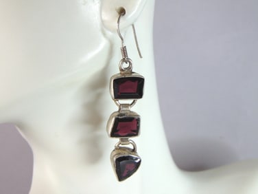 Womens Vintage Estate Sterling Silver Modernist Earrings