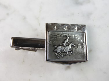 Mens Vintage Estate Stainless Steel Knight Tie Clip