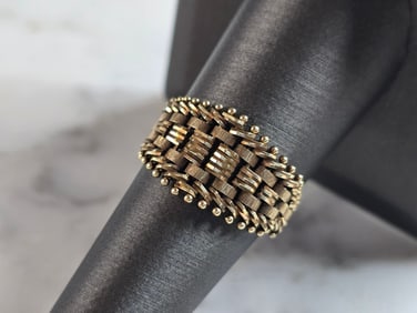 Womens Vintage Estate 14k Yellow Gold Mesh Ring