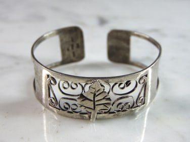 Womens Vintage Estate Sterling Silver Modernist Cuff Bracelet