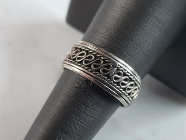 Womens Vintage Estate Sterling Silver Fidget Ring