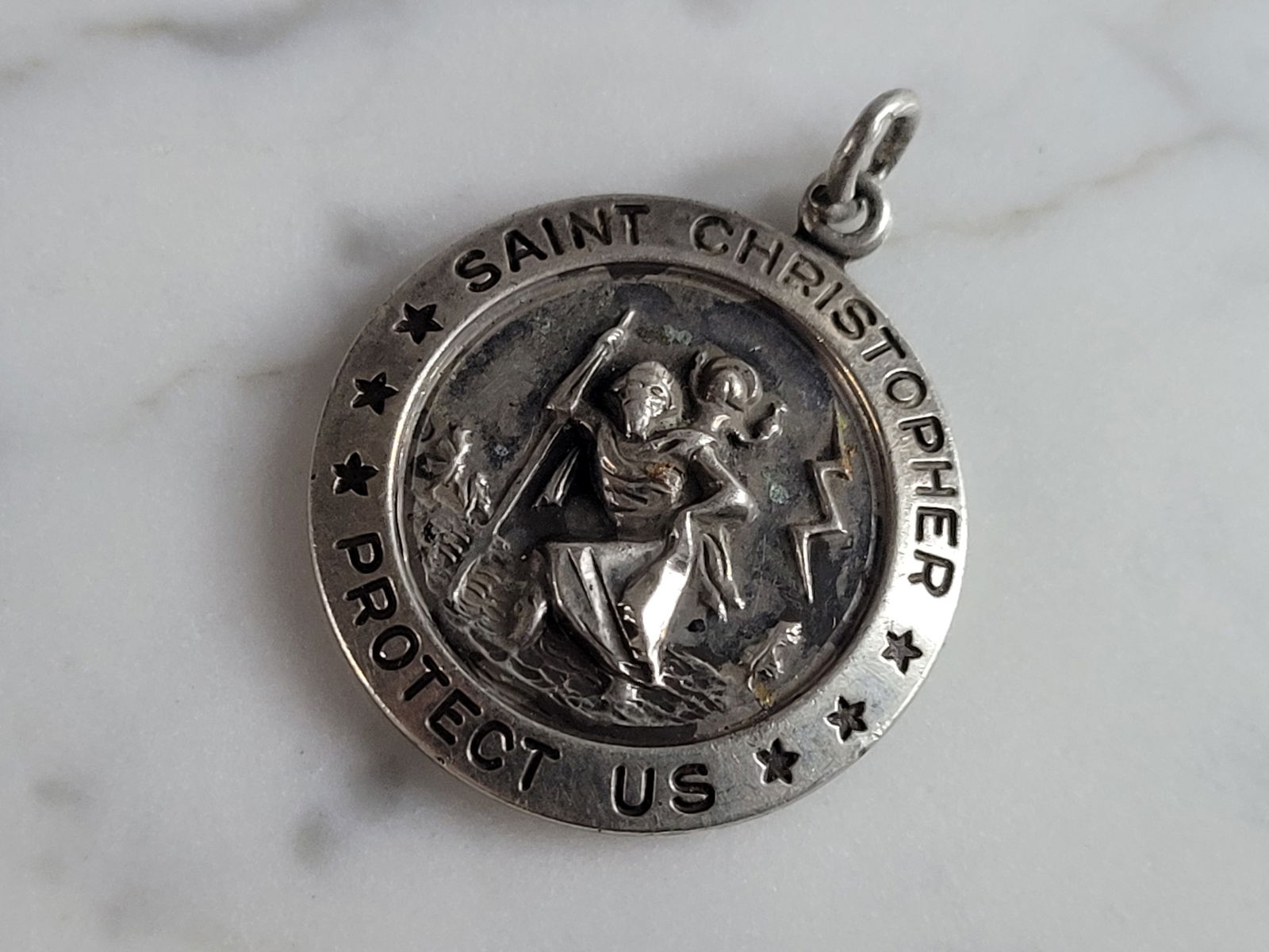 Religious Vintage Estate Sterling Silver St. Christopher Charm Pendant (1 of 3)