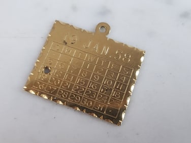 Womens Vintage Estate 14K Yellow Gold Birthday Pendant