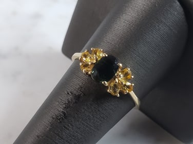 Womens Vintage Estate 14K Gold Diopside Citrine Ring