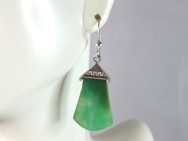 Womens Vintage Estate Sterling Silver Modernist Earrings