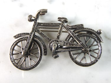 Womens Vintage Estate Sterling Silver Bicycle Brooch